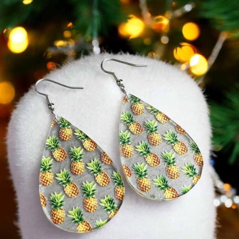 Tropical Pineapple Drop Earrings